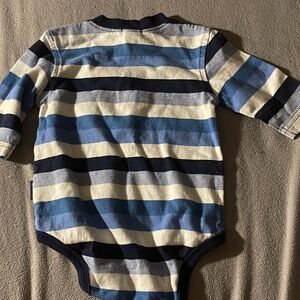 Carter's Blue and White Striped Bodysuit with Short Sleeves